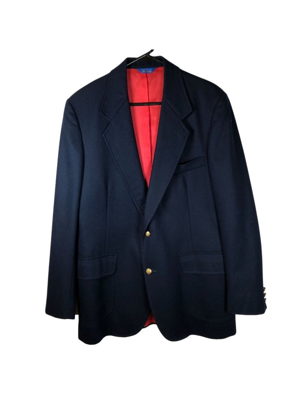 Pendleton Men's Blazer 42L Single-Breasted Gold Button Two-Button Wool USA Navy